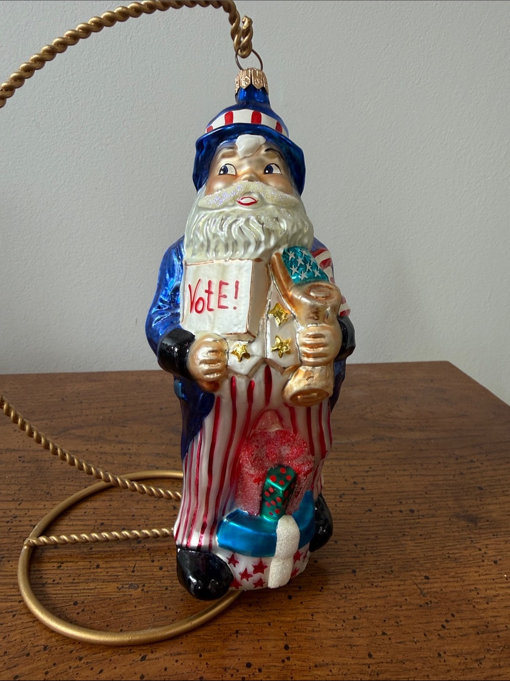 Christopher Radko “IWant You” Patriotic Santa Ornament in Red, White & Blue - Picture 1 of 3
